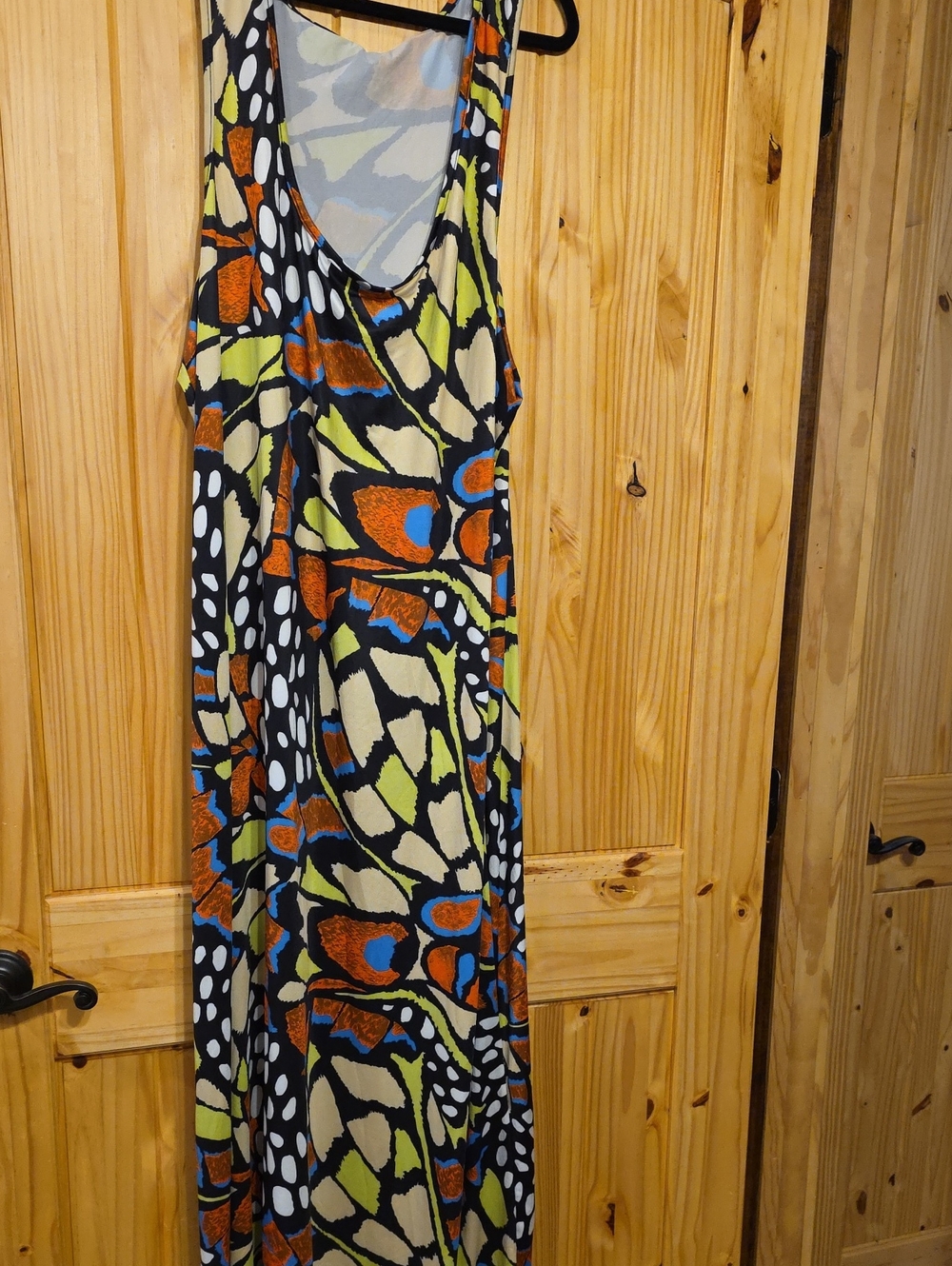 24Seven Multicolor Sleeveless Maxi Dress — Black, Orange, Blue & Cream